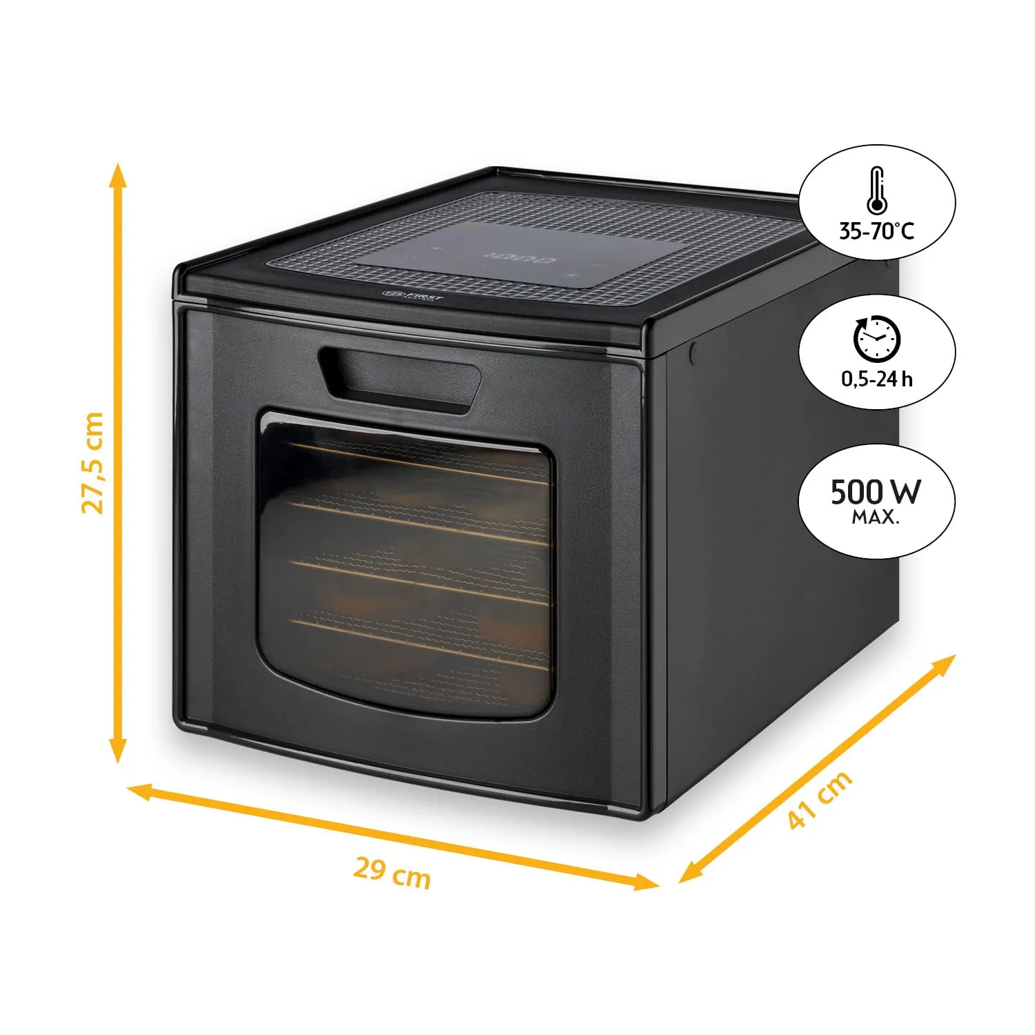 First Austria Essiccatore Digitale 6 Ripiani Inox 35-70°C