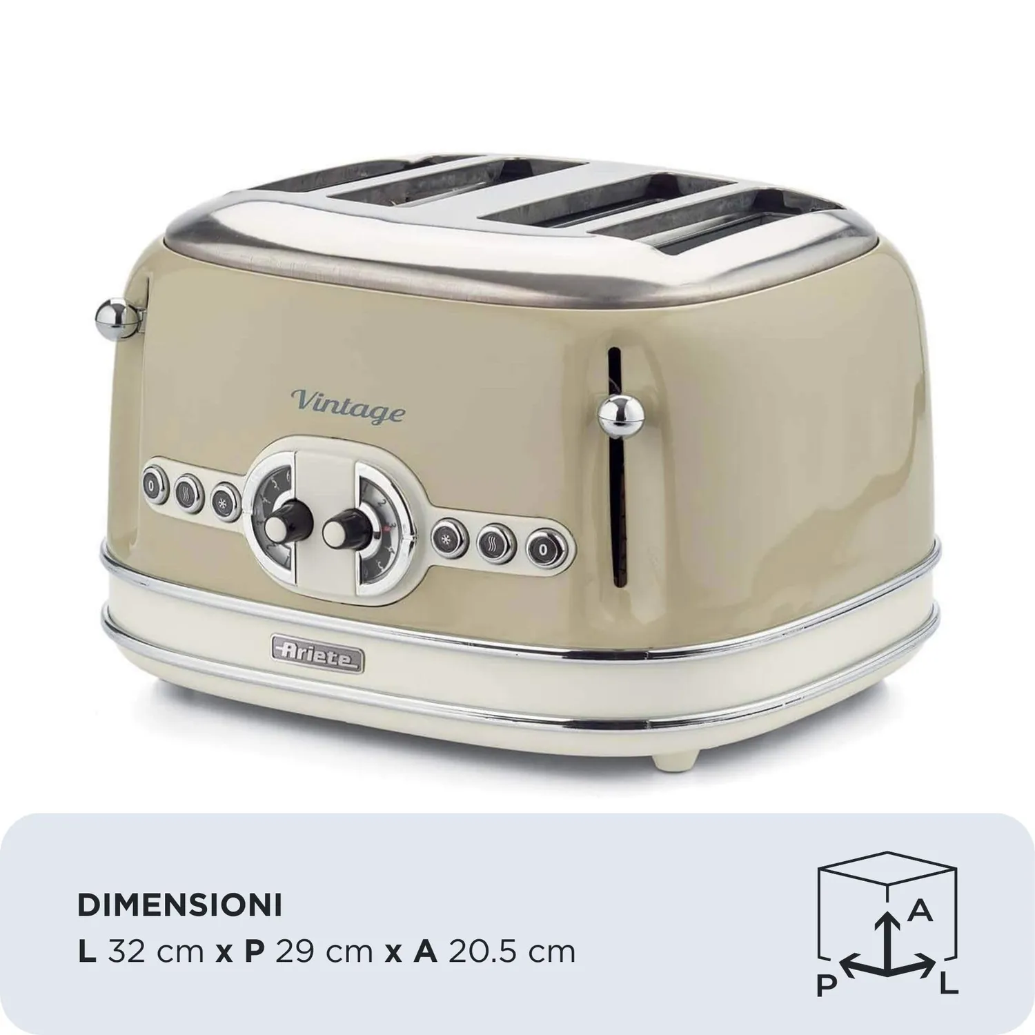 Ariete Vintage 156 Tostapane 4 Fette Beige 1600W