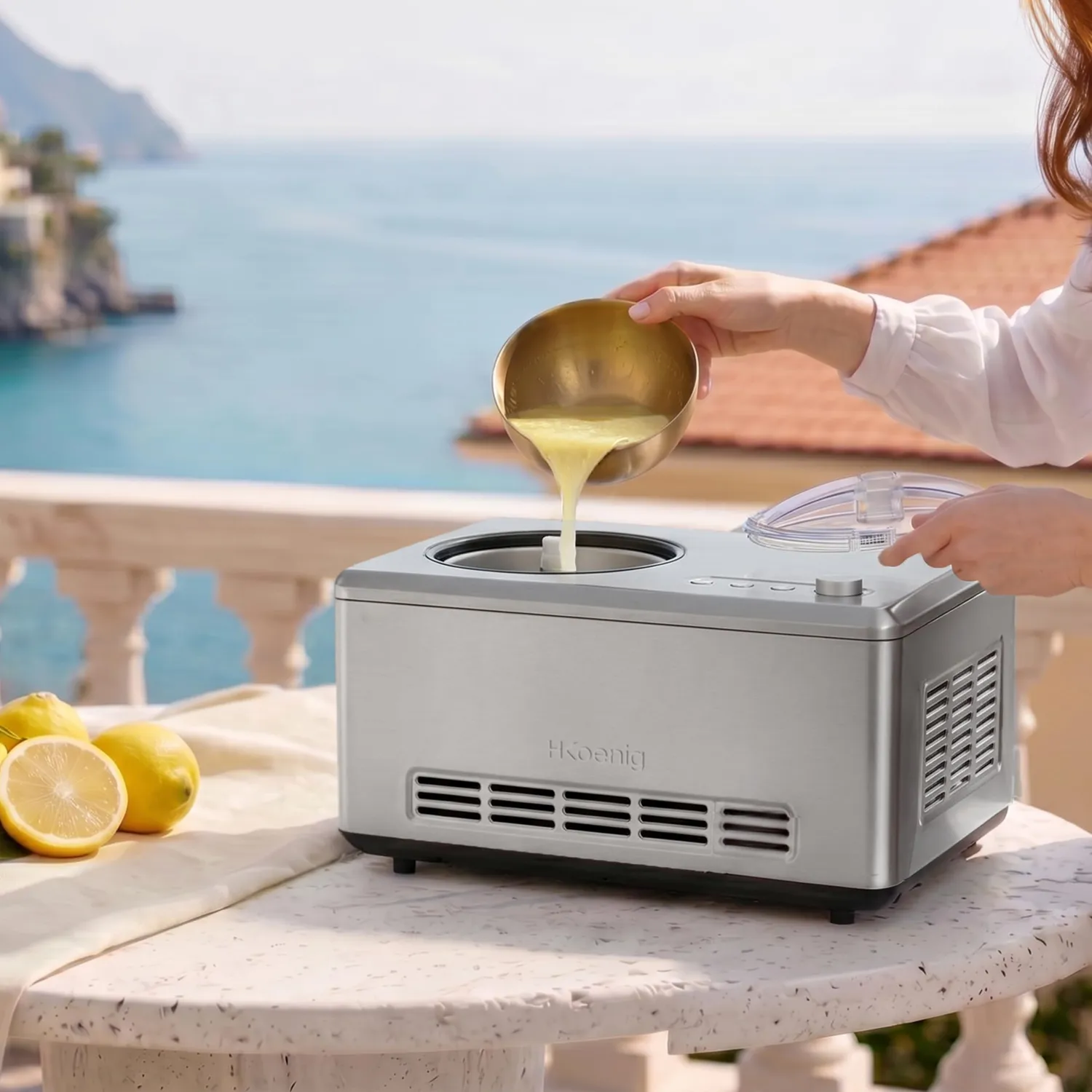 H.Koenig HF320 gelatiera 2 L inox con compressore 180W