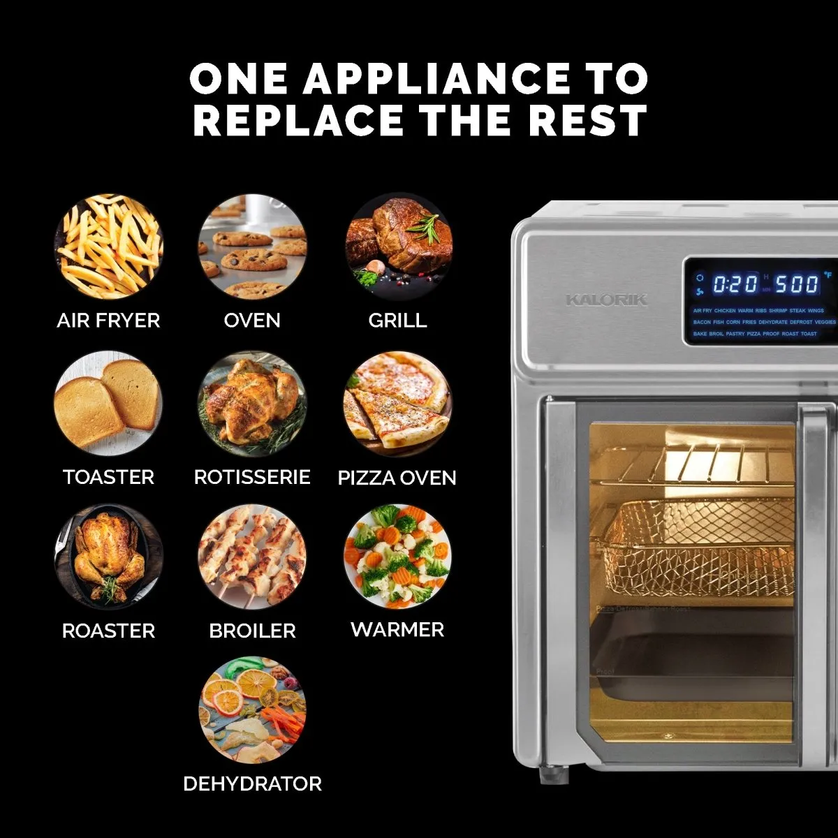 Kalorik Maxx AFO 46045 SS forno friggitrice 26 Qt inox
