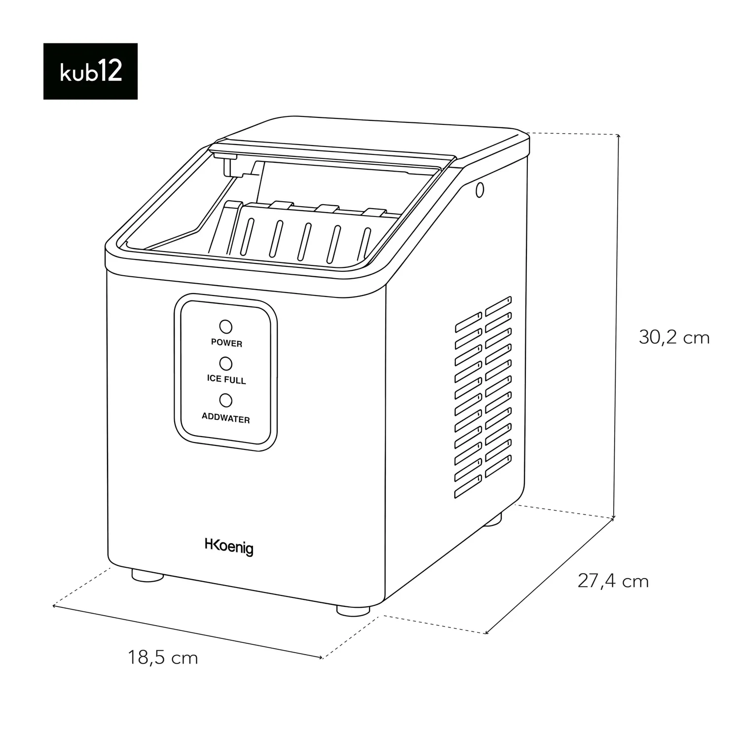 Koenig KUB12 Macchina Ghiaccio 12Kg Serbatoio 1L Inox