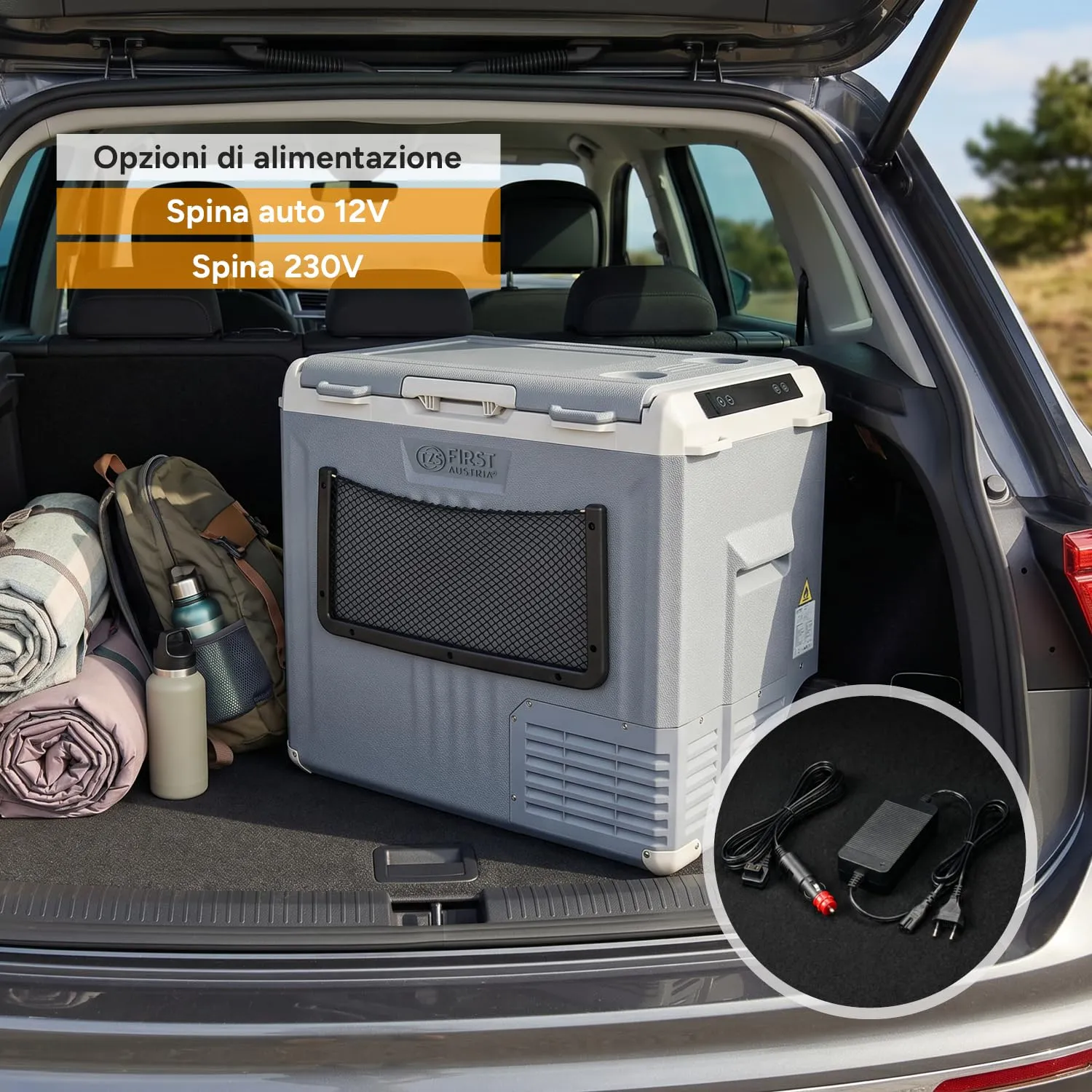 First Austria Frigo a Compressore Portatile 50L Grigio -20°C