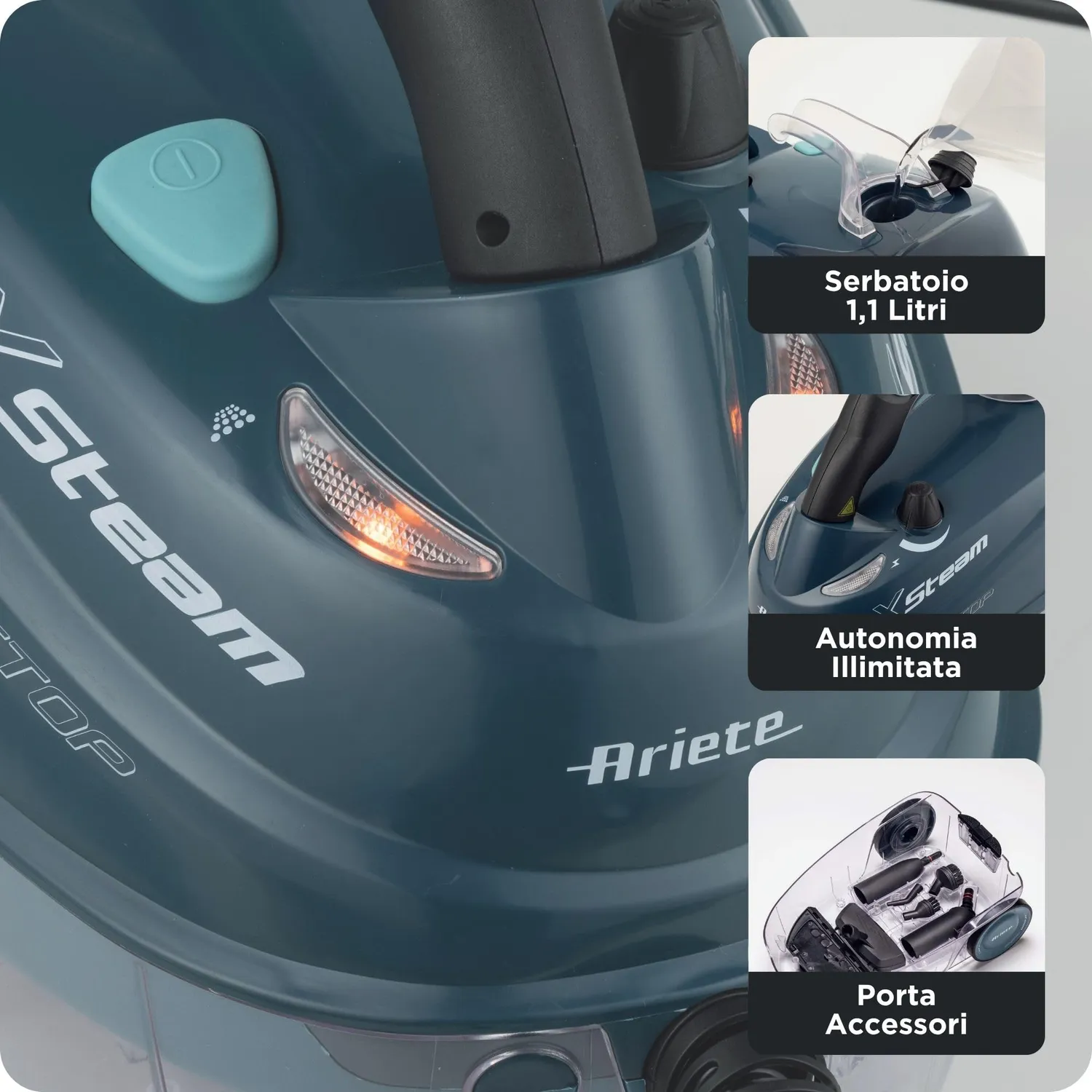 Ariete XSteam No Stop 4147/03 Pulitore a Vapore Blu 1,3L