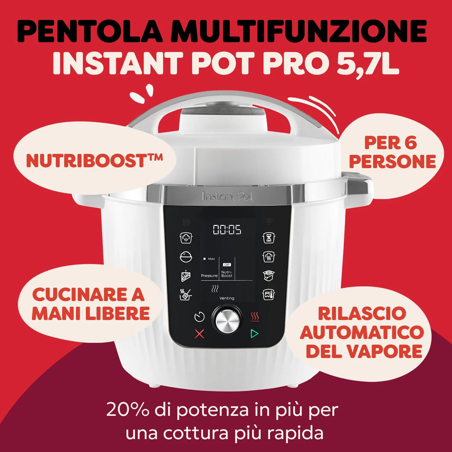 Instant Pro multicooker 10 in 1 5,7 l bianco