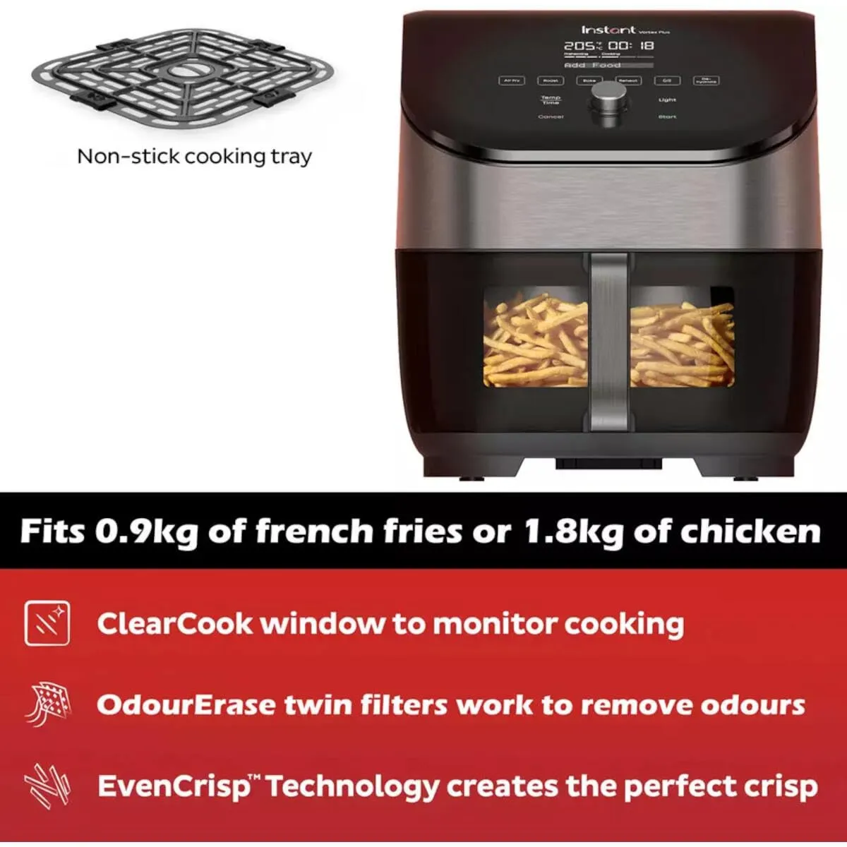 Instant Vortex Plus ClearCook Friggitrice aria 5,7L grigia