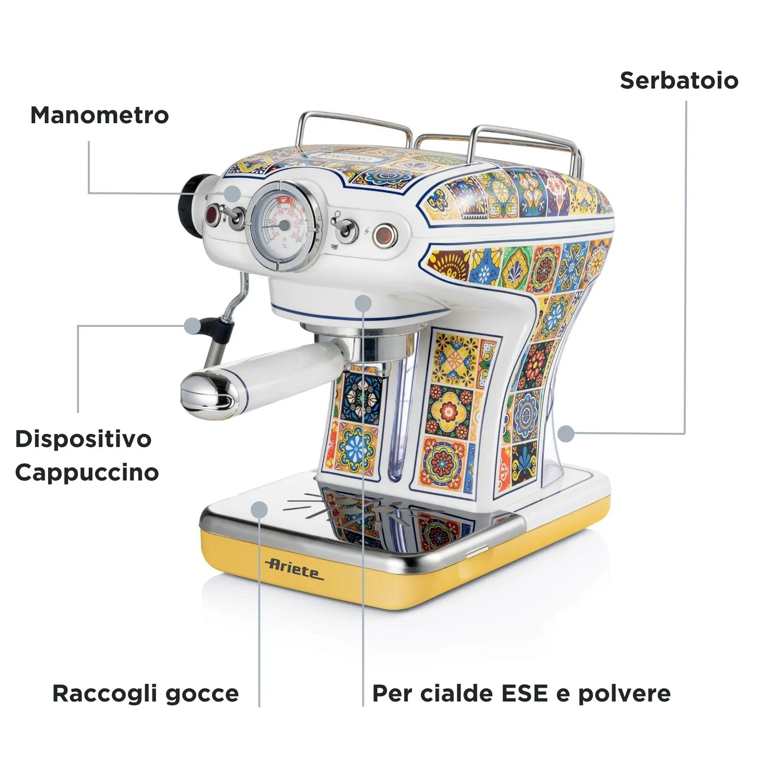 Ariete Positano 1389 macchina espresso gialla 15bar