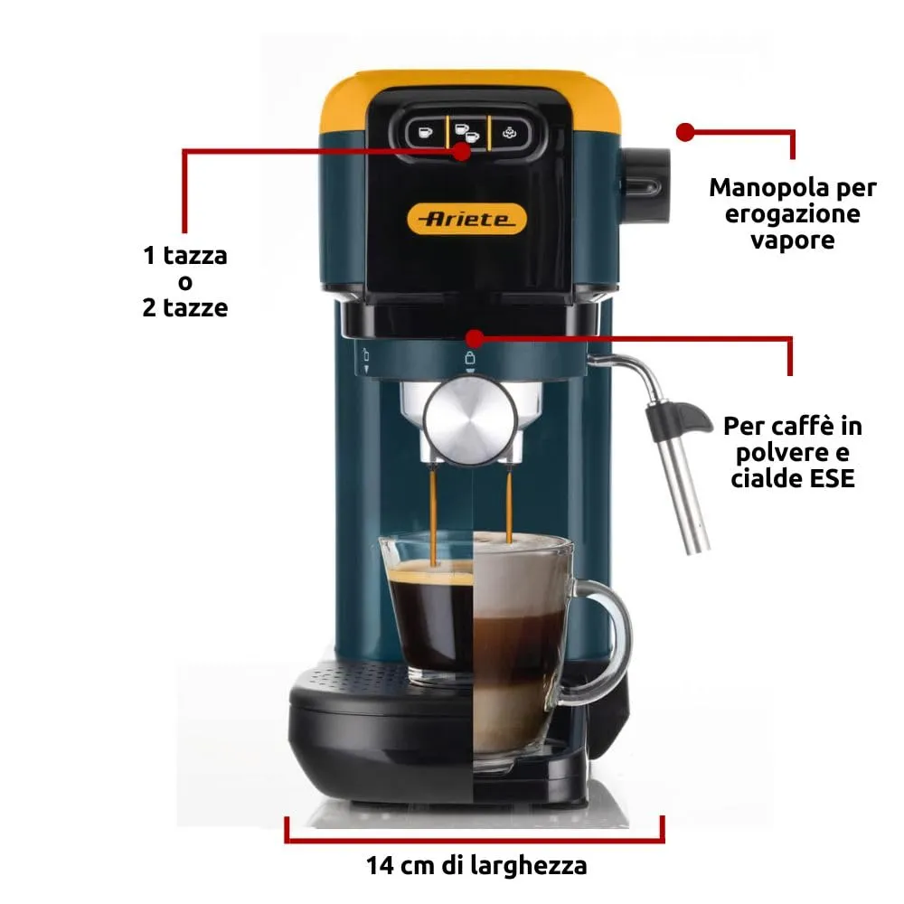 Ariete 1399 macchina espresso 15 bar gialla cialde e polvere