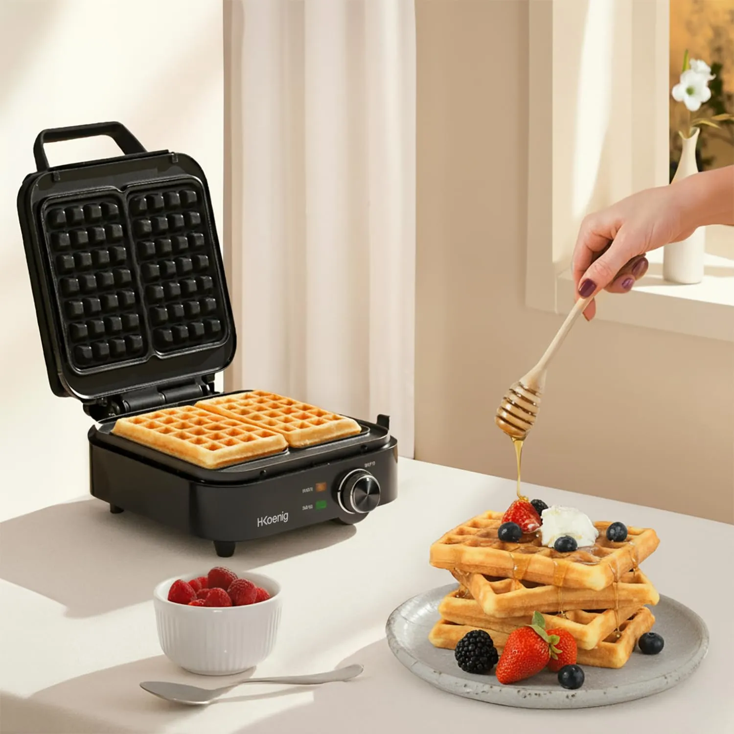 H.Koenig GFX420 piastra waffle 1200 W nera