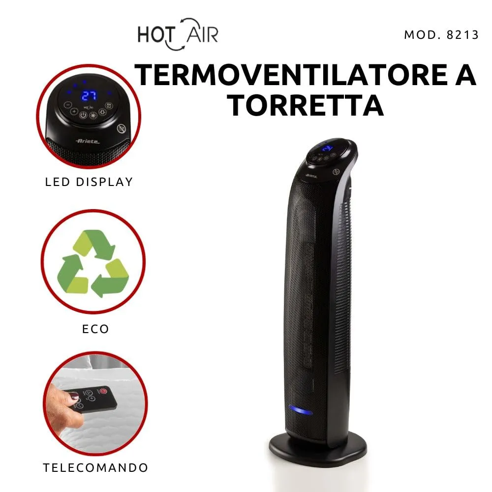 Ariete 8213 termoventilatore torre 2200 W nero