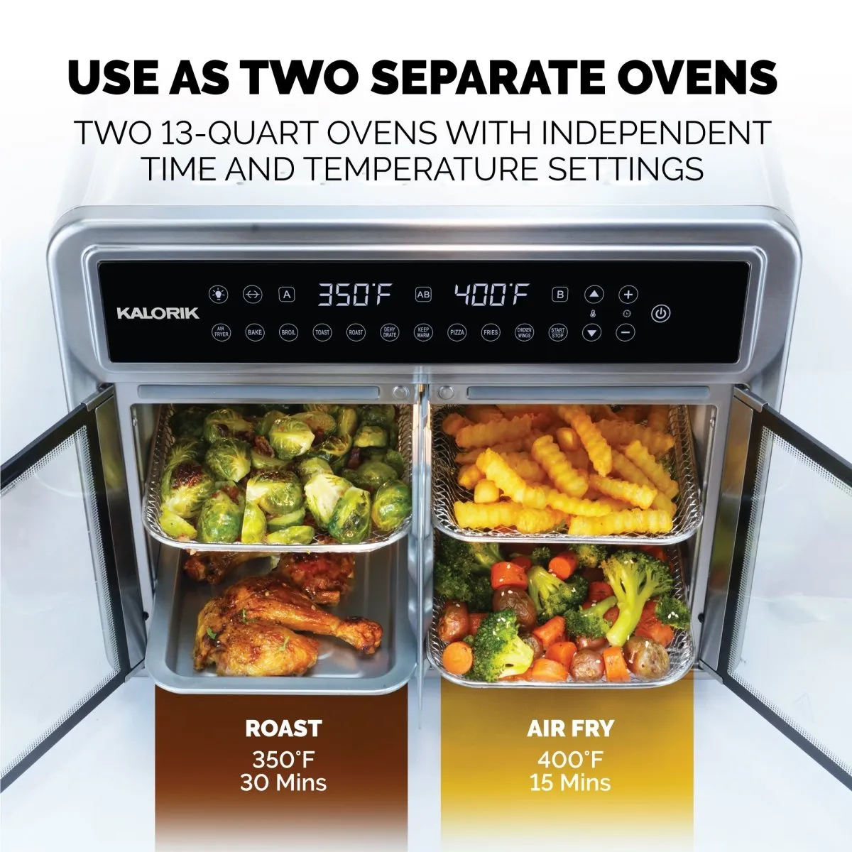 Kalorik MAXX Flex Trio forno friggitrice ad aria 26 Qt doppia zona