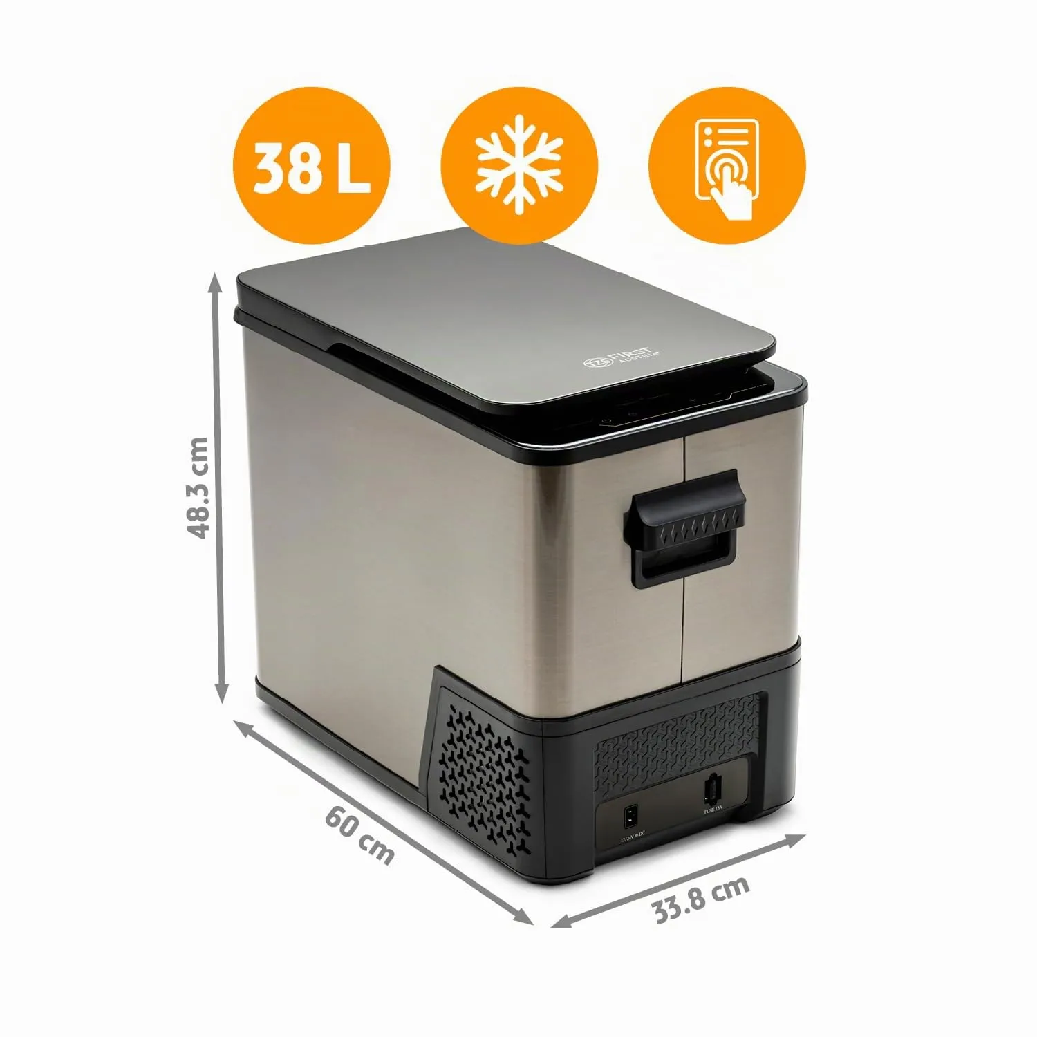 First Austria TZS Frigo a Compressore Portatile 38L Dark Steel -20°C