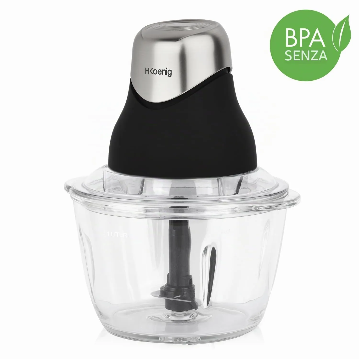 H.Koenig LEO8 Mini Tritatutto Vetro 1L 320W con Coperchio