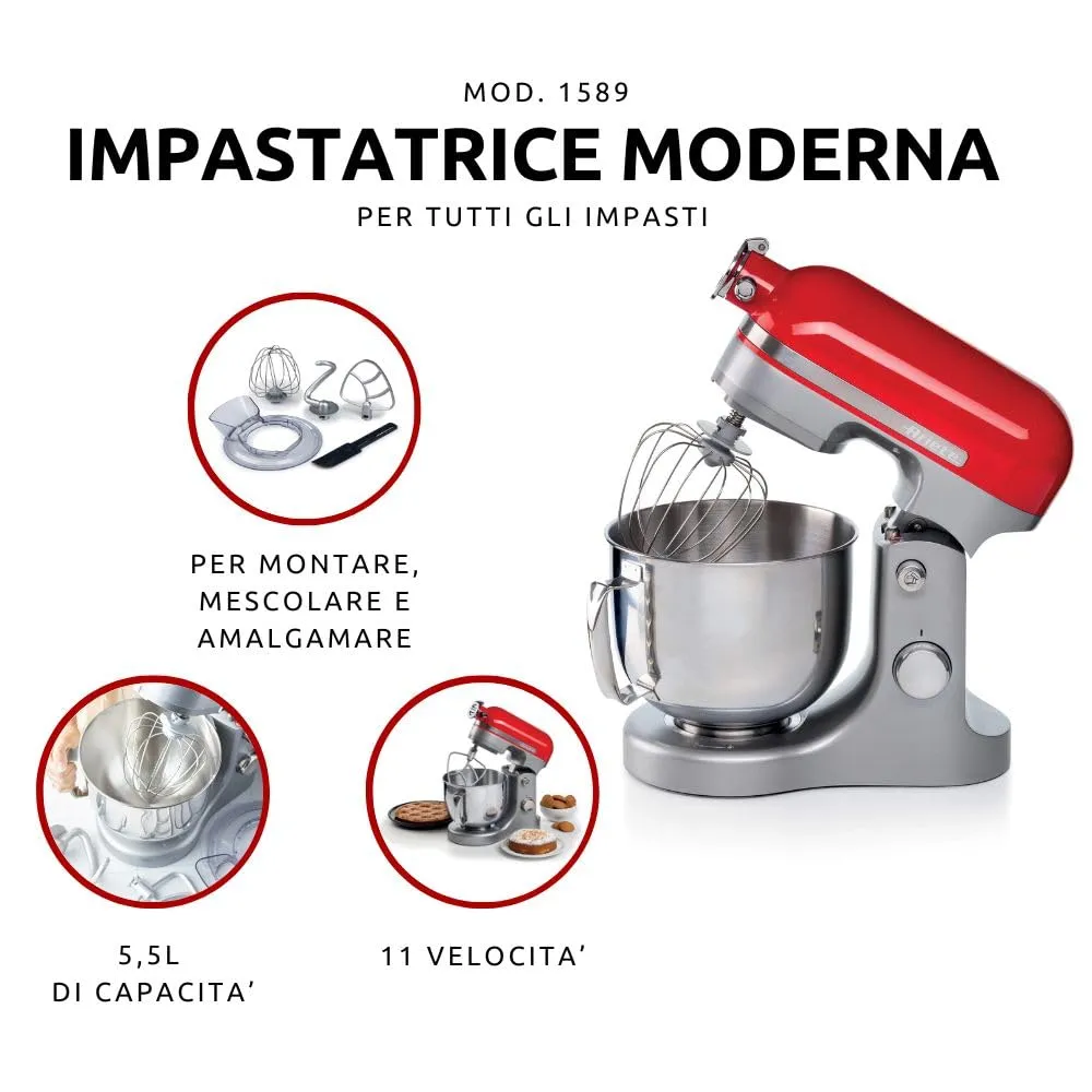 Ariete Moderna 1589 impastatrice planetaria rossa 5,5L 1600W