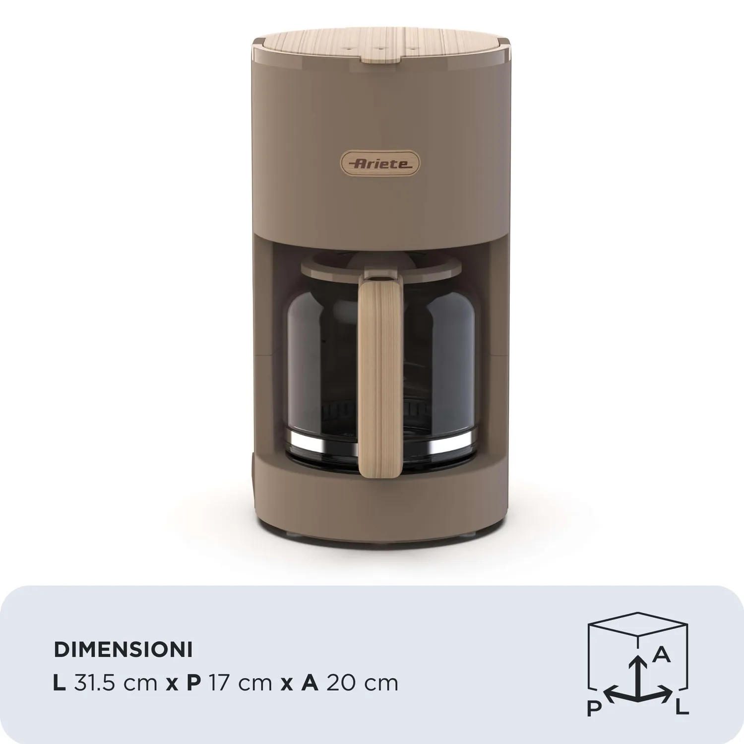 Ariete Breakfast Wood 1394 Macchina Caffè Americano Tortora 12 Tazze
