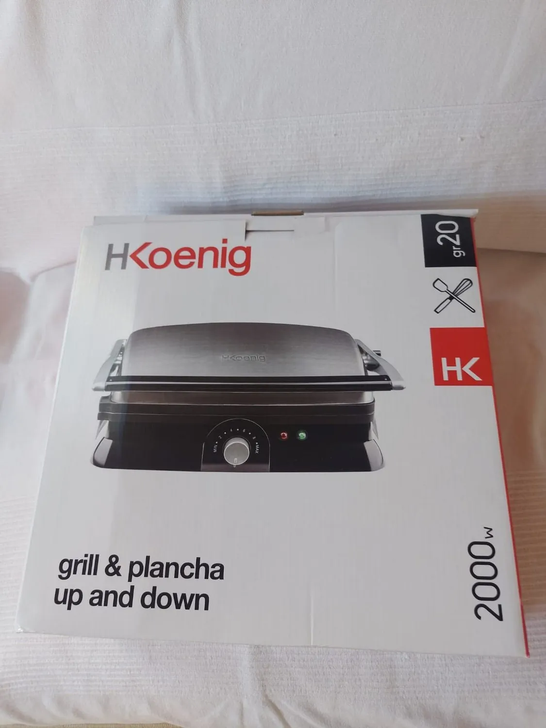 H.Koenig GR20 Bistecchiera Grill 2000W Acciaio Inox