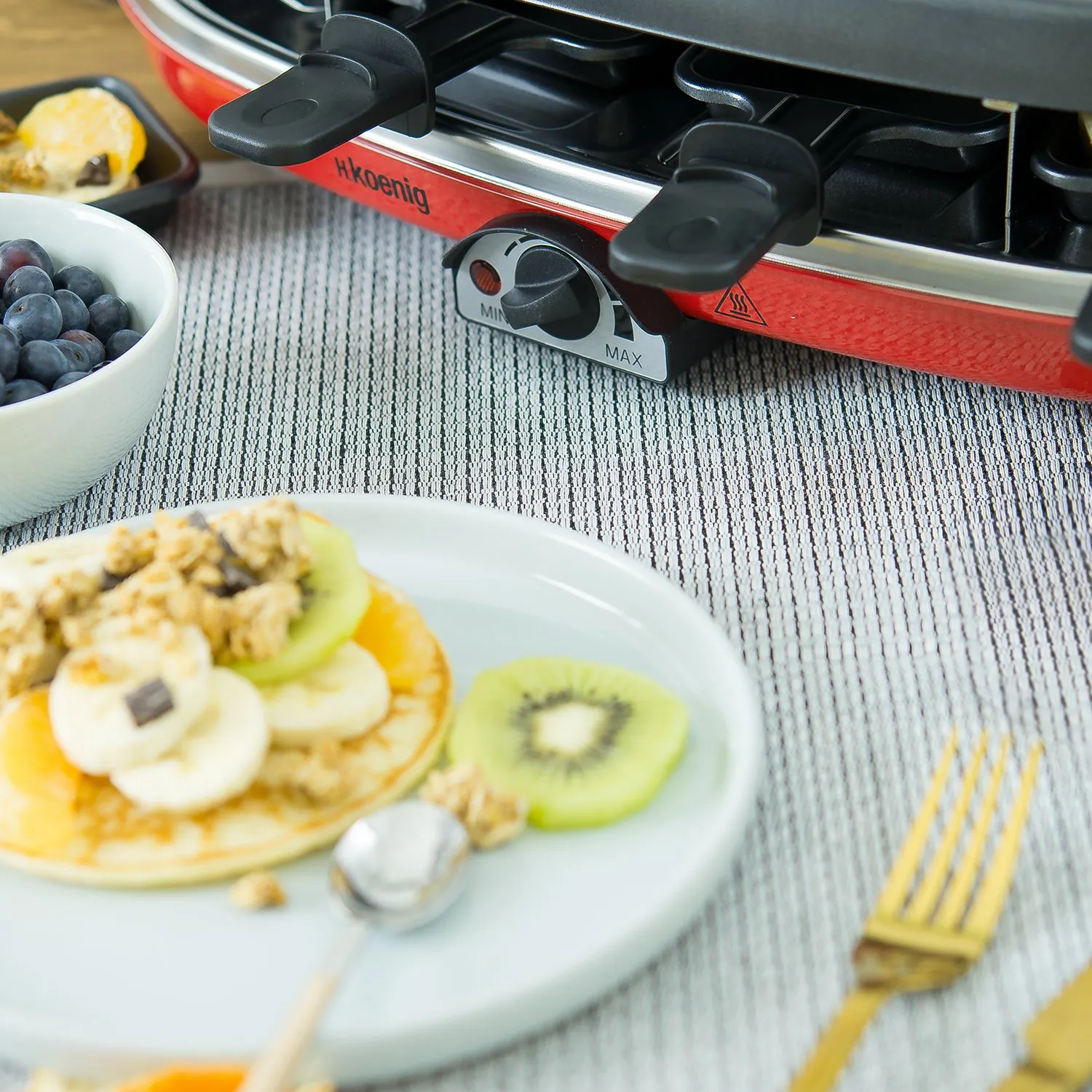 H.Koenig RP418 piastra raclette grill 8 padelle pietra 1500W