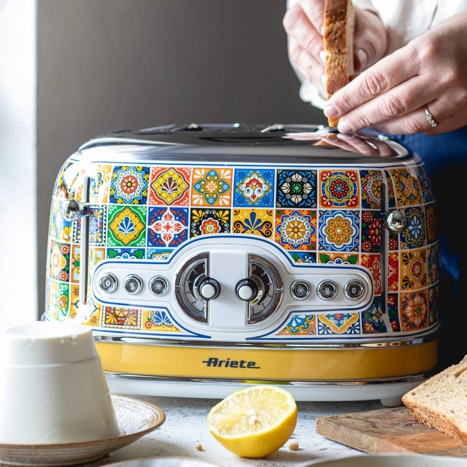 Ariete 156 Positano Tostapane 4 fette bianco giallo