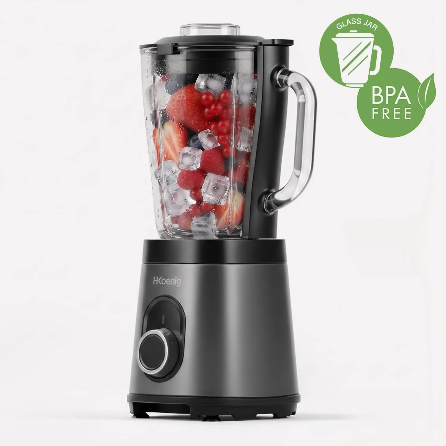 H.Koenig MXK36 frullatore vetro 1,5L 550W tritaghiaccio inox