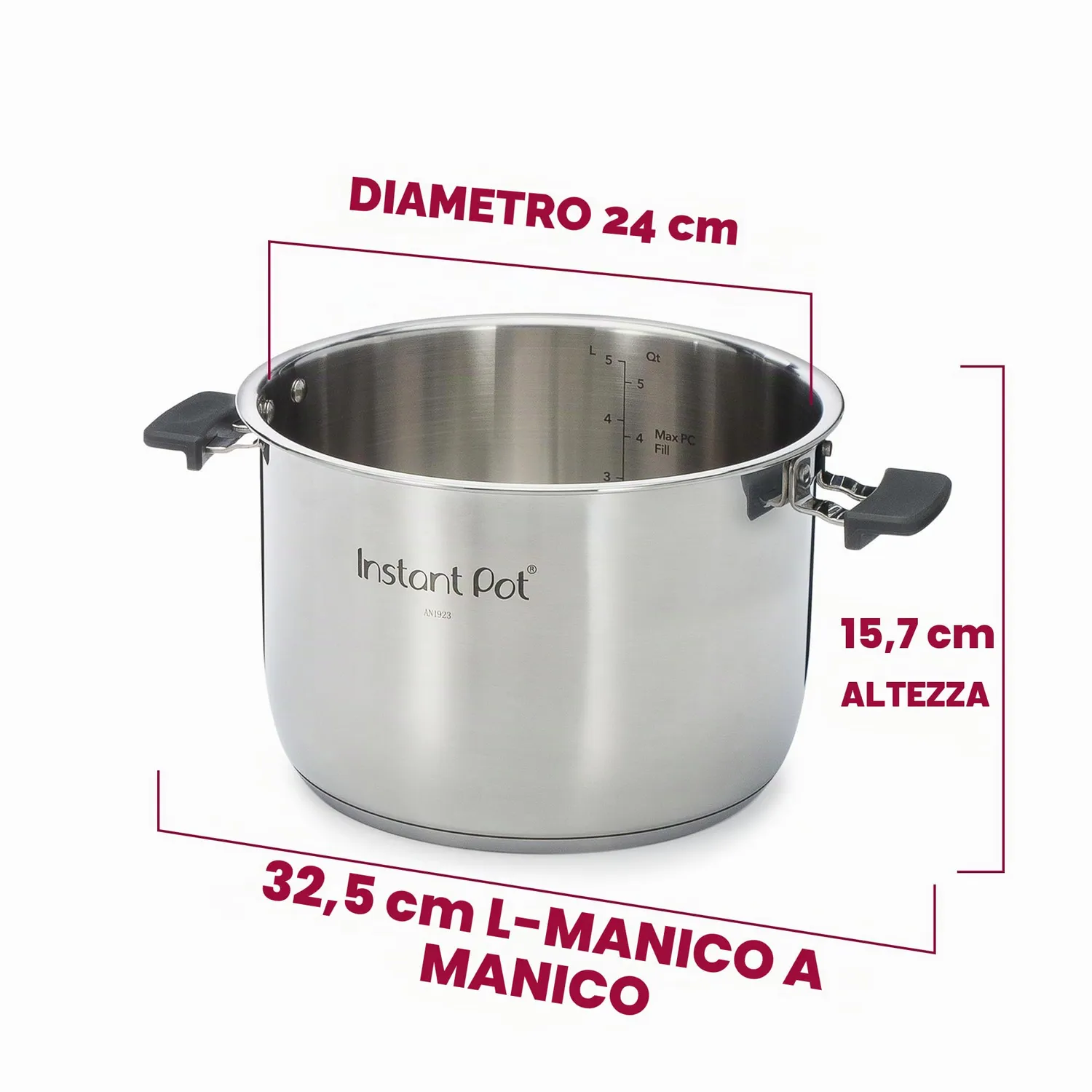 Instant Duo Evo Pentola Interna Acciaio 5,7 L con Manici
