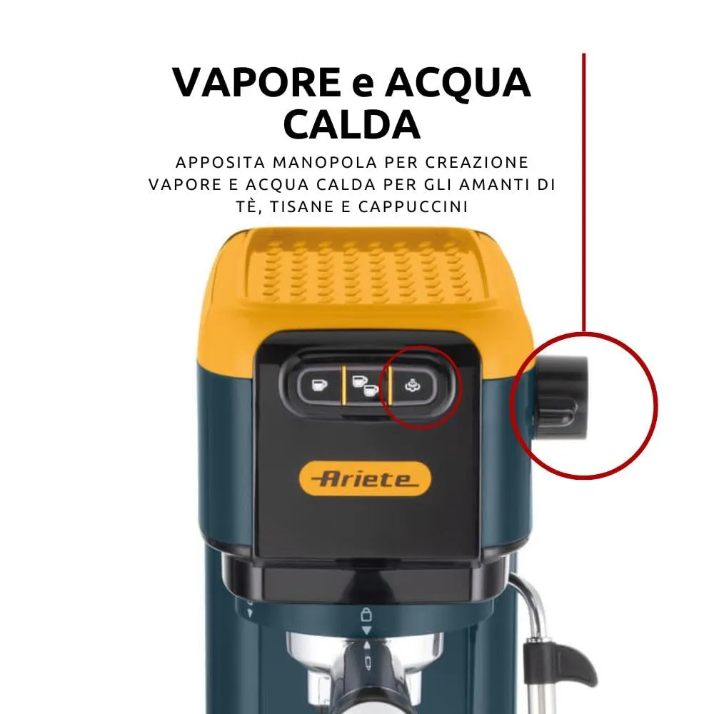 Ariete 1399 macchina espresso 15 bar gialla cialde e polvere