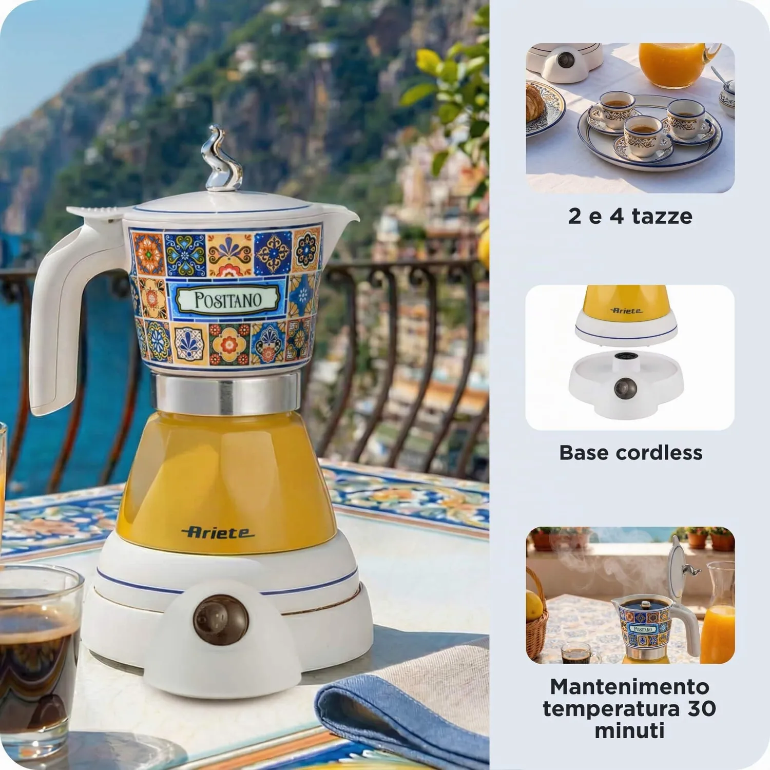 Ariete Moka Aroma Positano 1358/1P moka elettrica gialla 4 tazze