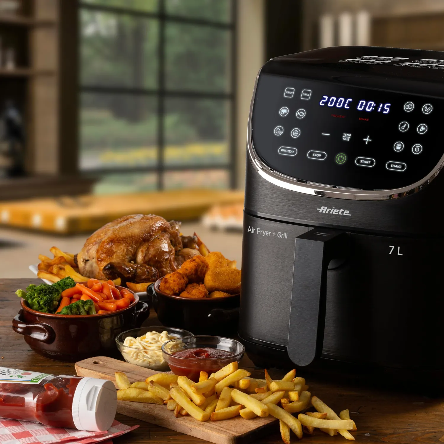 Ariete Airy Fryer 4627 Friggitrice ad Aria 7L Nera Max Crisp