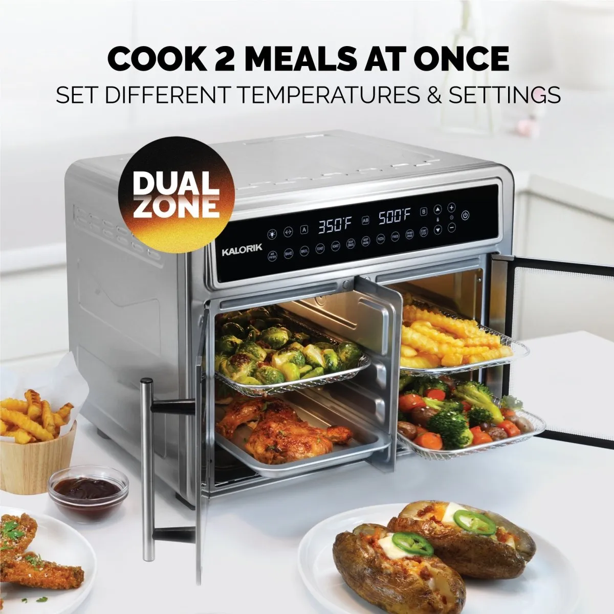 Kalorik MAXX Flex Trio forno friggitrice ad aria 26 Qt doppia zona