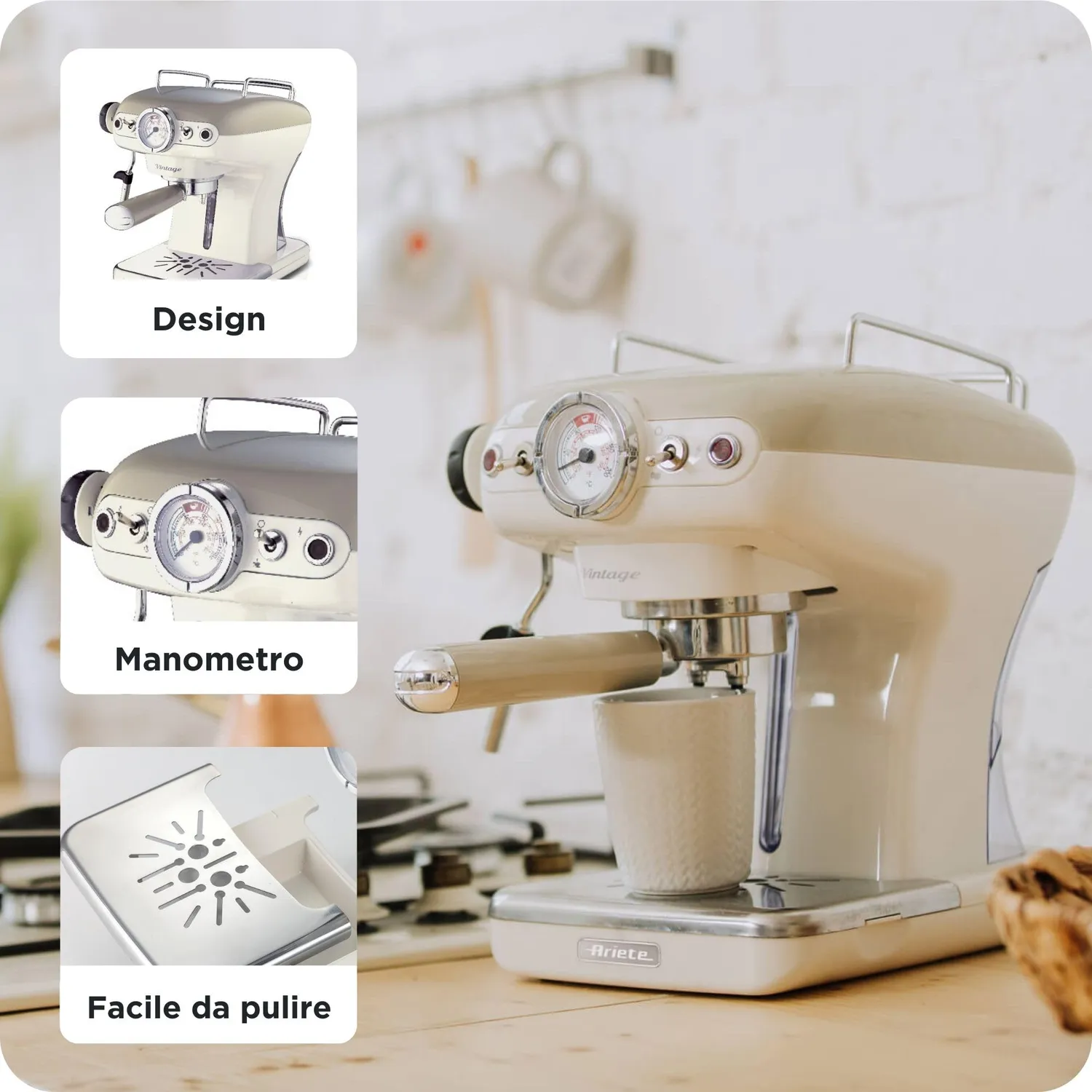 Ariete Vintage 1389 macchina espresso beige 15 bar