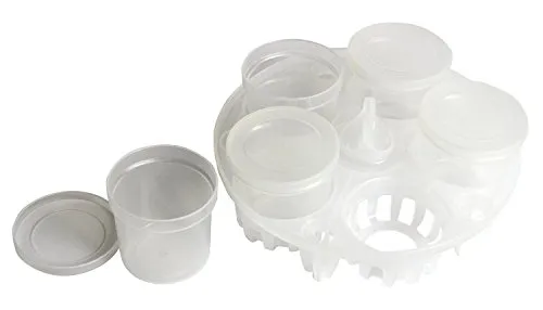 Instant Set 5 Tazze Yogurtiera 170 ml con Rastrelliera Ermetiche