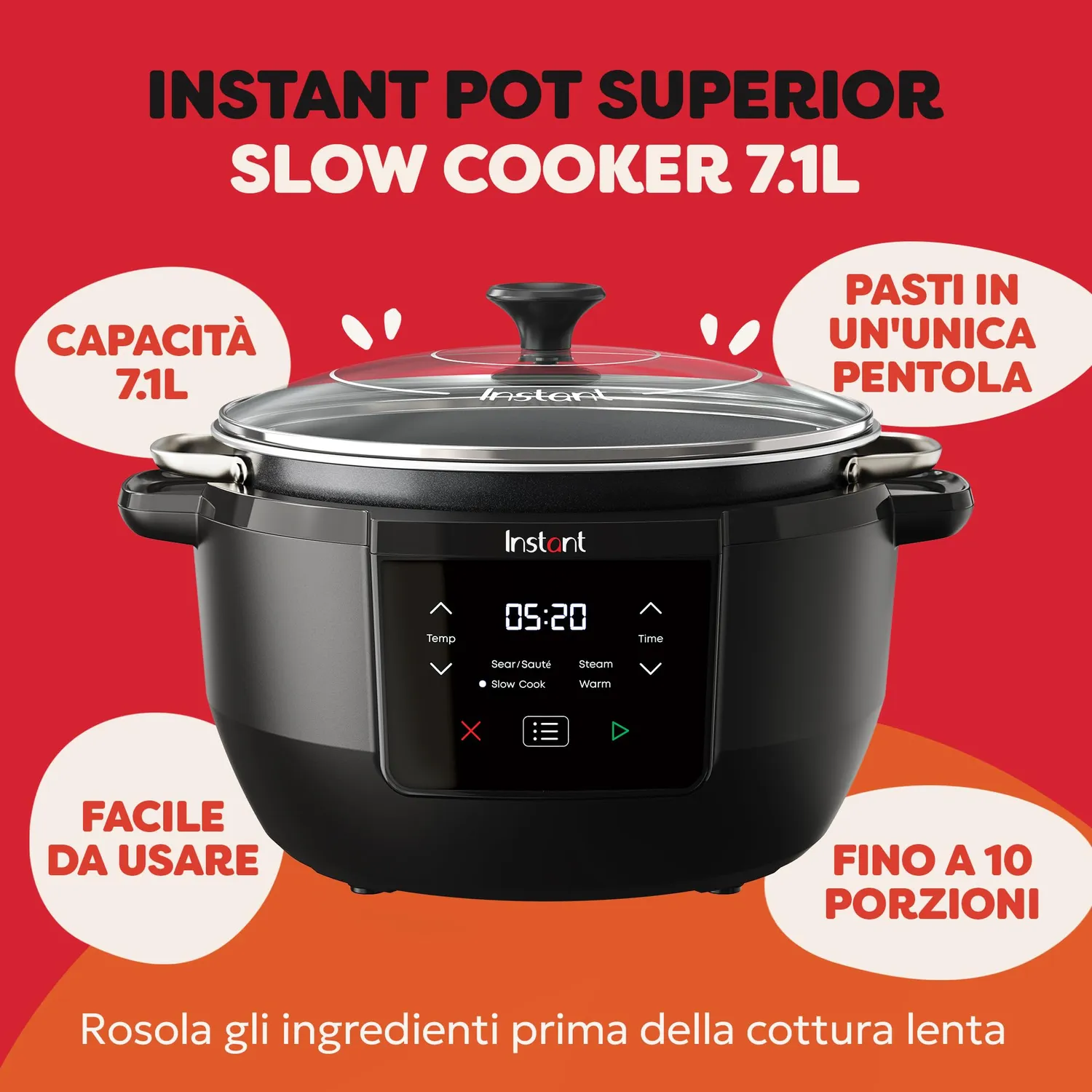 Instant Pot Superiore pentola cottura lenta 7,1L antiaderente