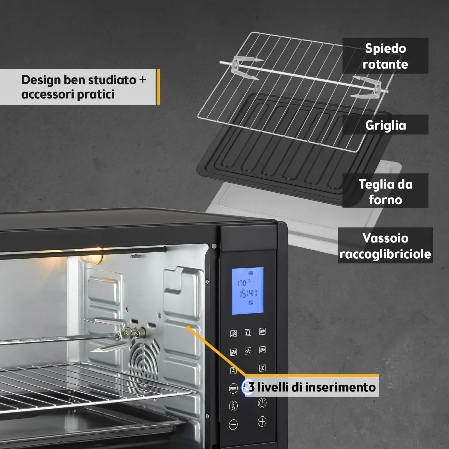 First Austria Mini Forno Elettrico 30L Digitale 1600W