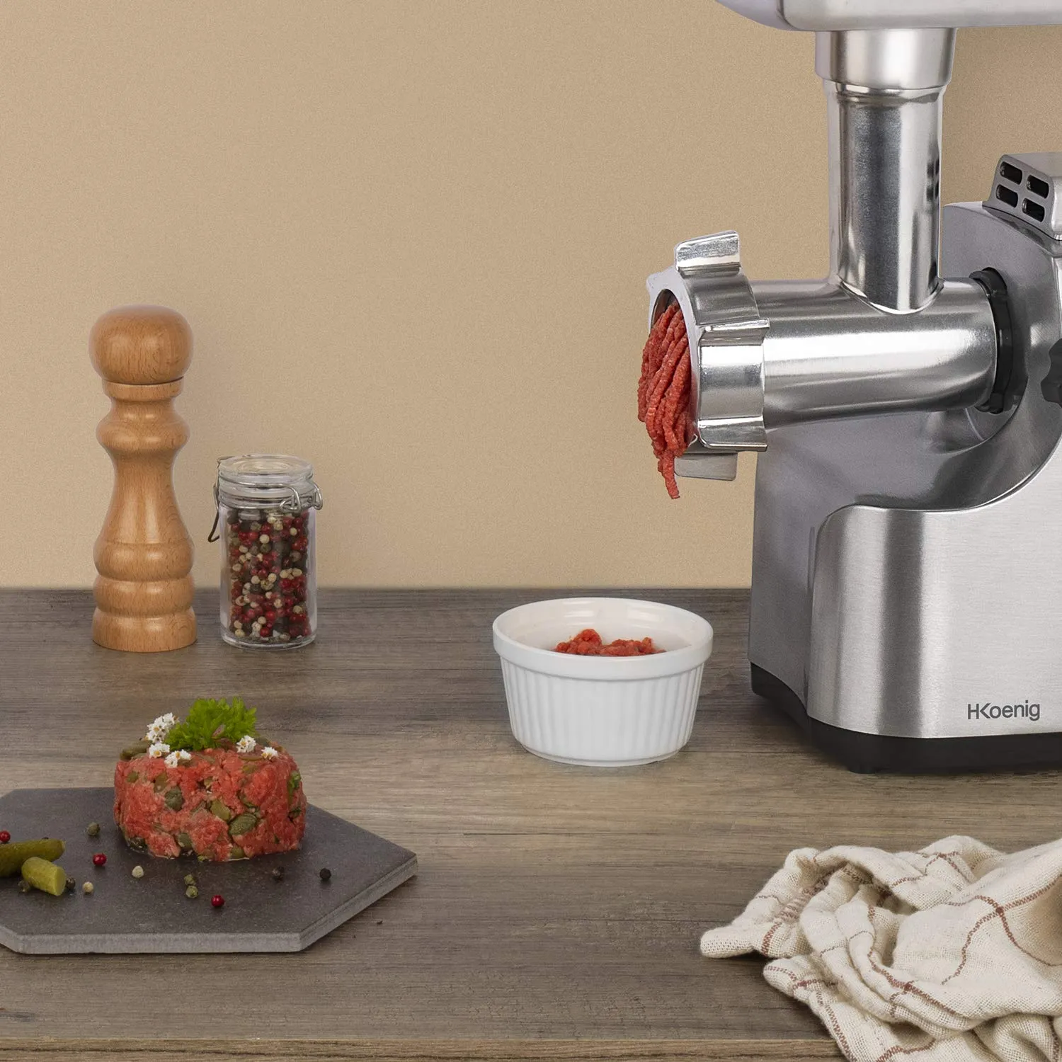 H.Koenig WMG800 tritacarne elettrico 2 kg/min 3 griglie