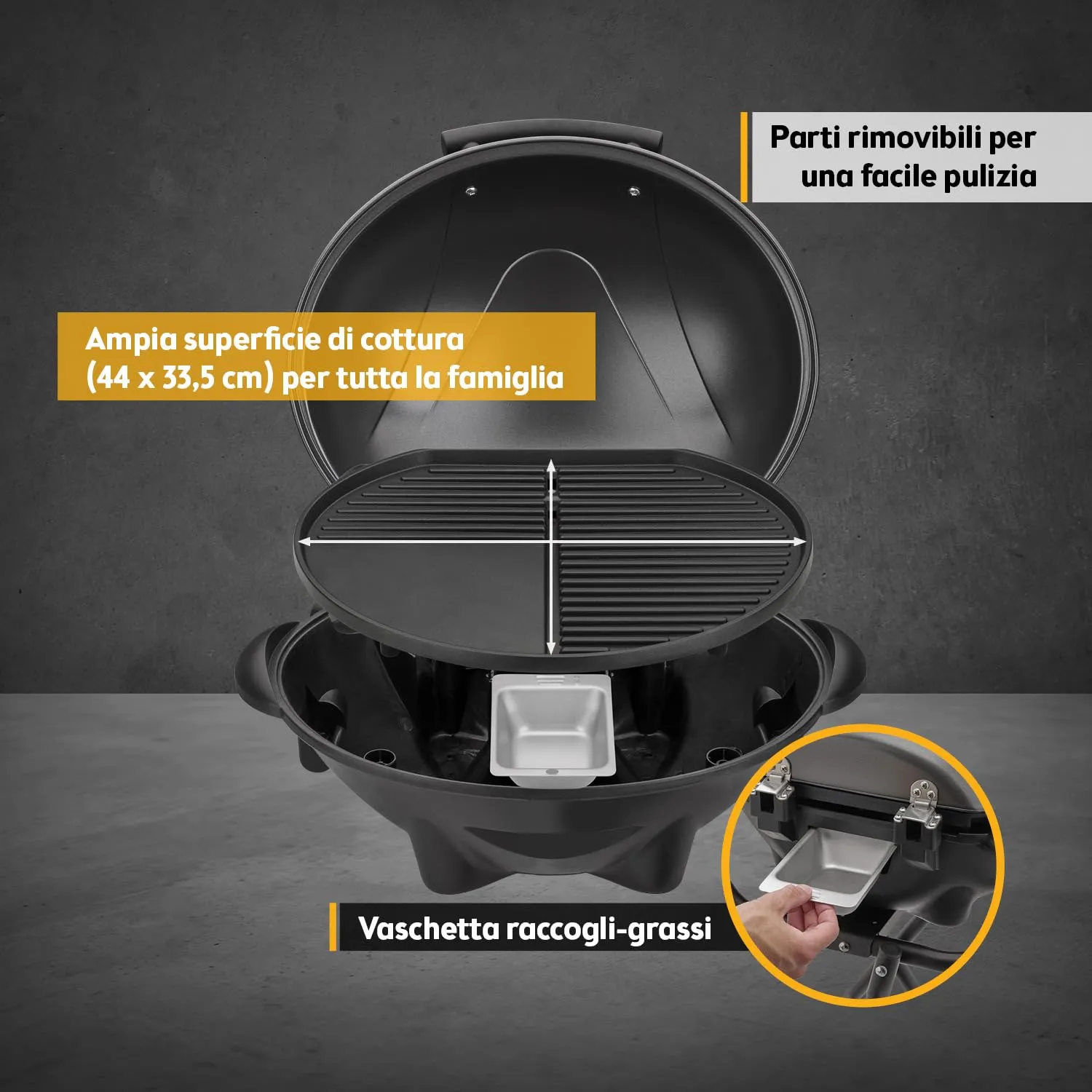First Austria 2in1 barbecue elettrico 2400W coperchio