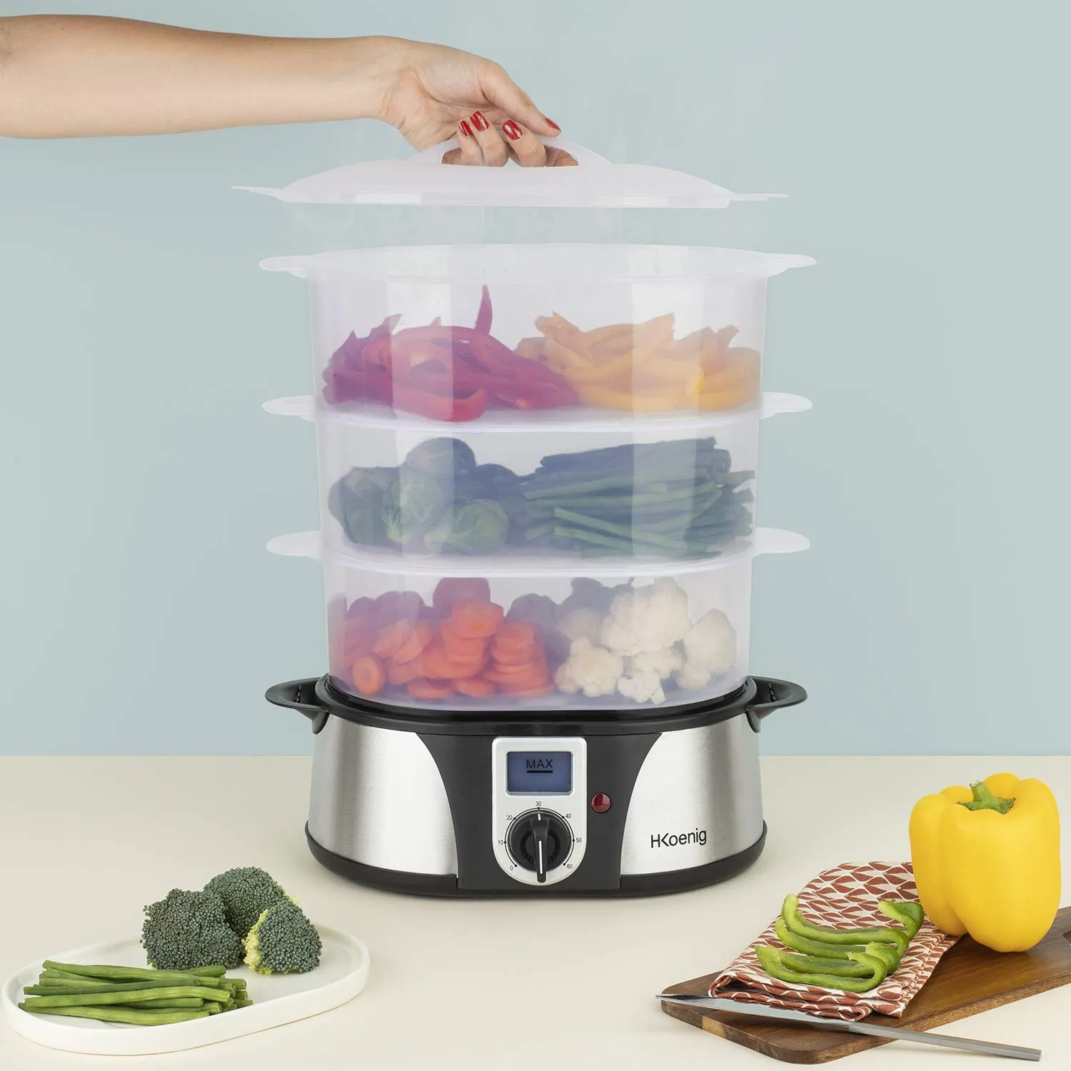 H.Koenig VAP12 vaporiera elettrica 12 L inox timer 60 min