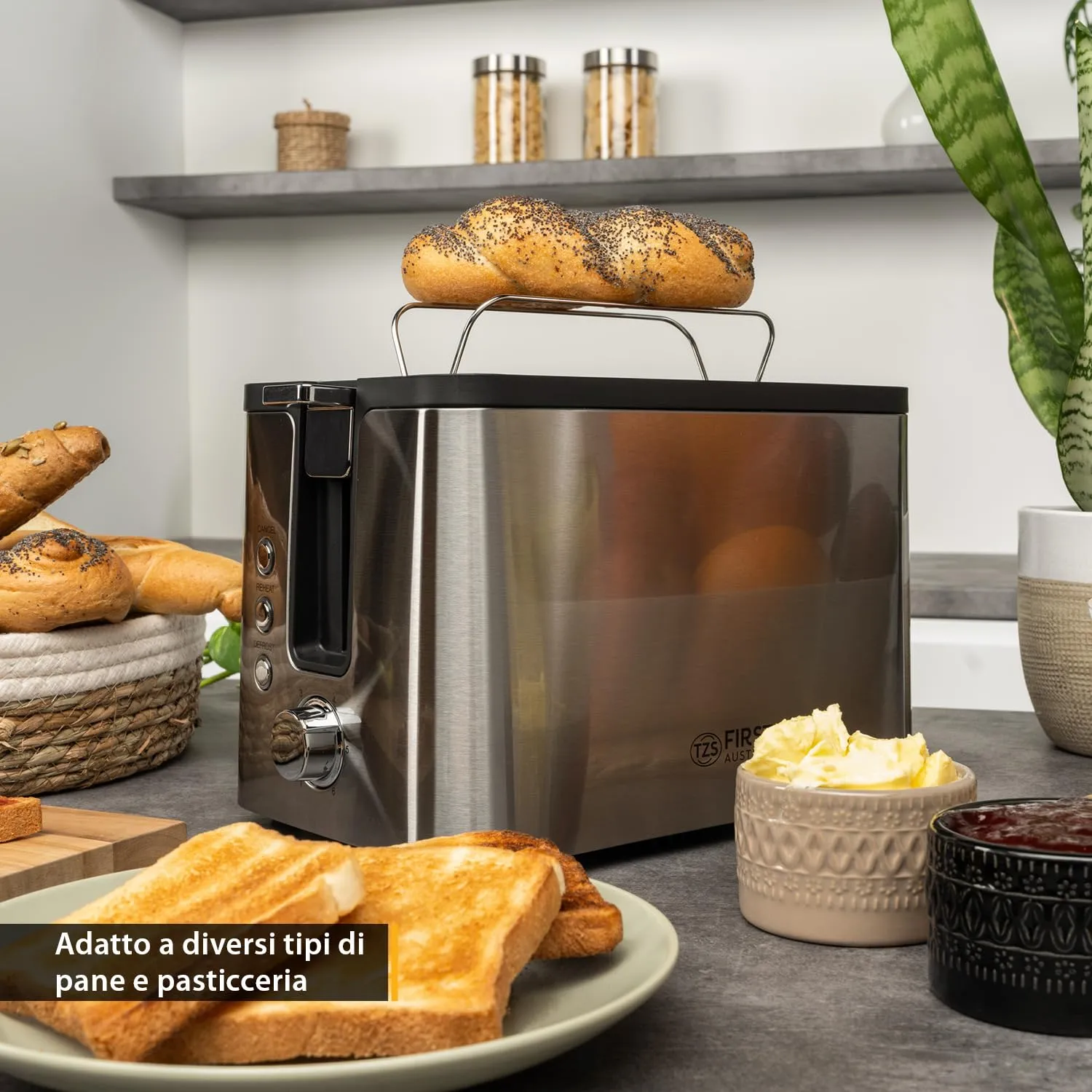 First Austria Tostapane 2 Fette Acciaio Inox 800W