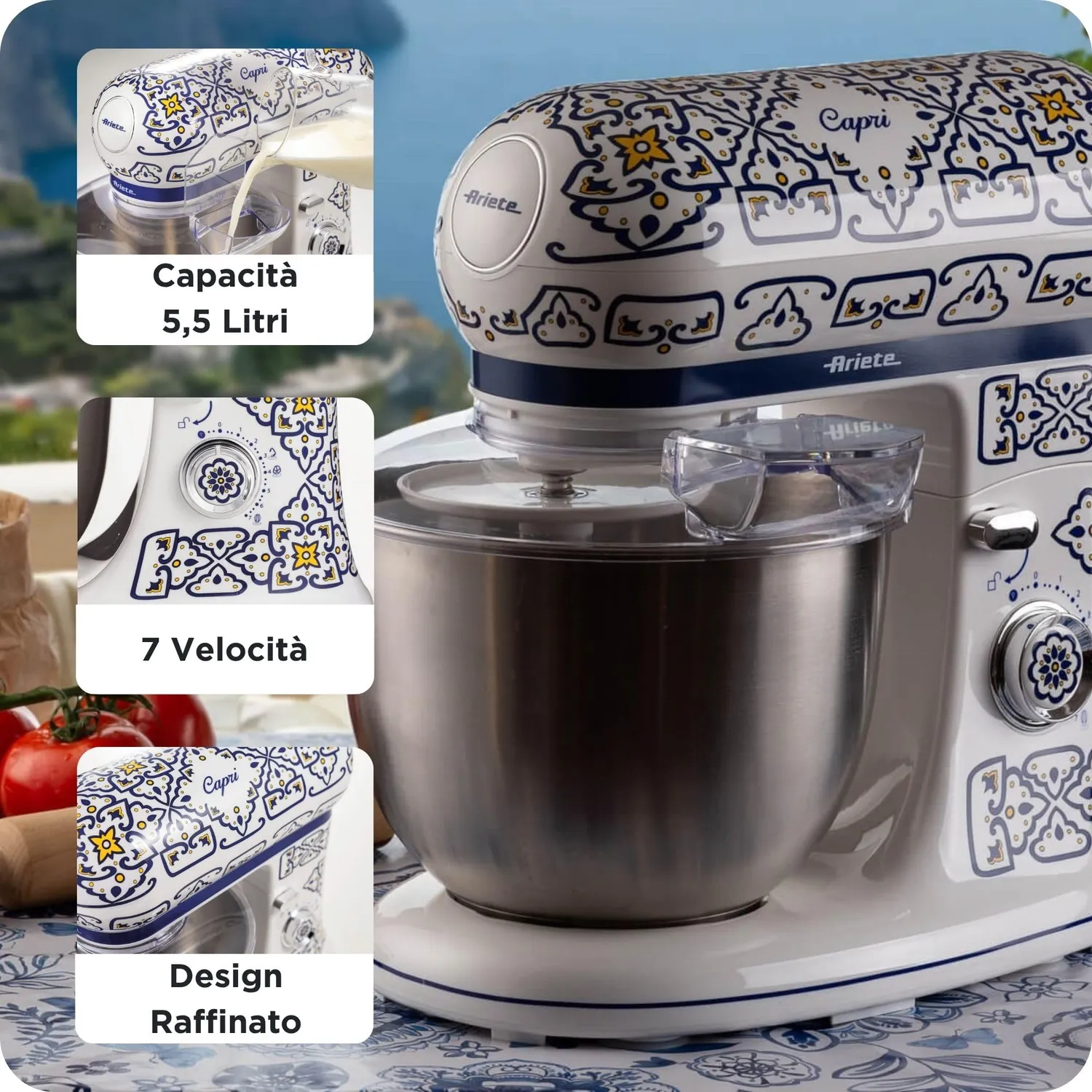 Ariete Capri 1588 planetaria 5,5 L blu bianco