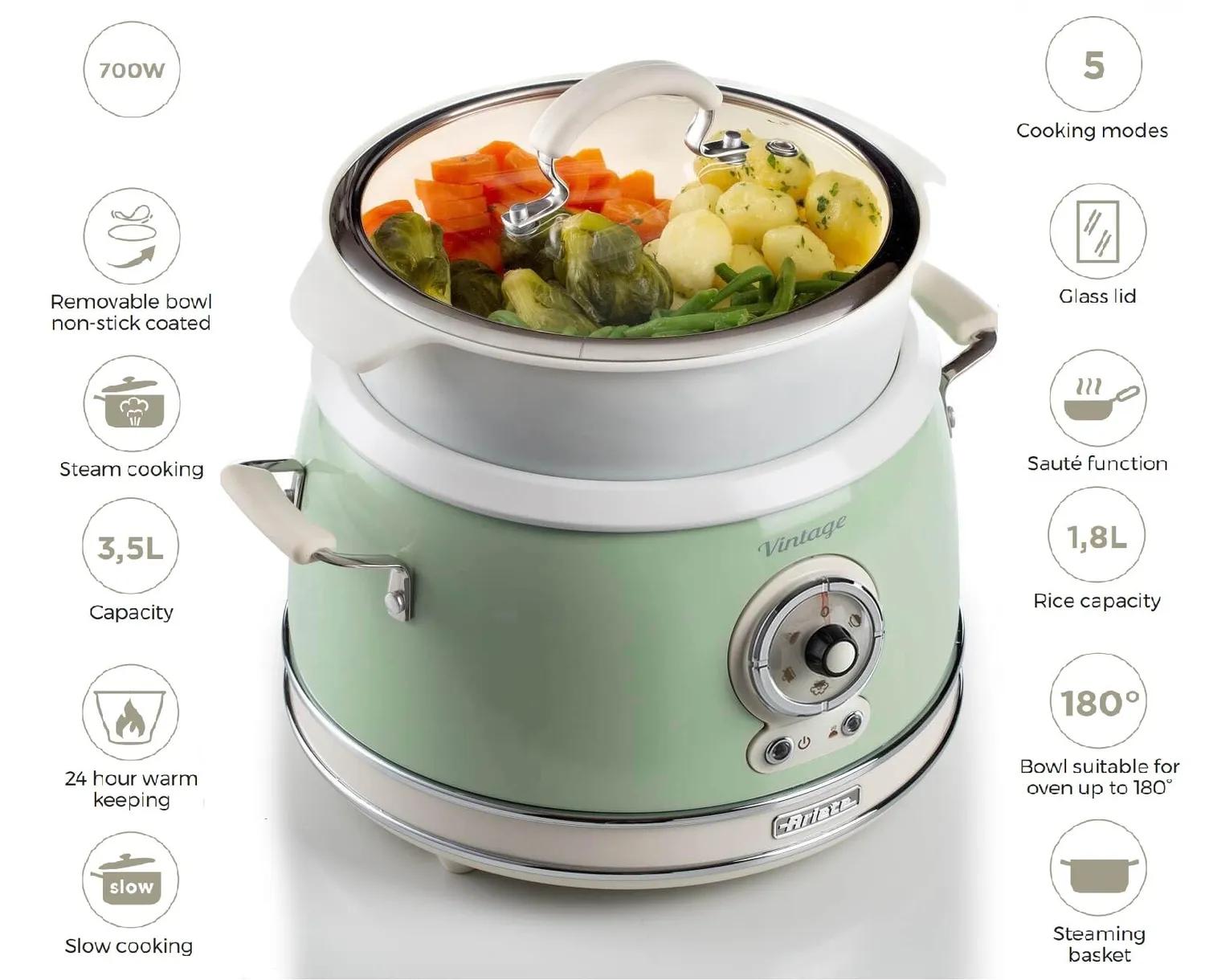 Ariete Vintage 2904 cuociriso slow cooker verde 3,5L