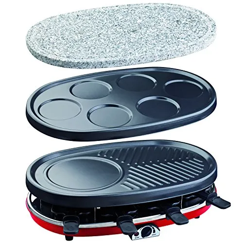 H.Koenig RP418 piastra raclette grill 8 padelle pietra 1500W