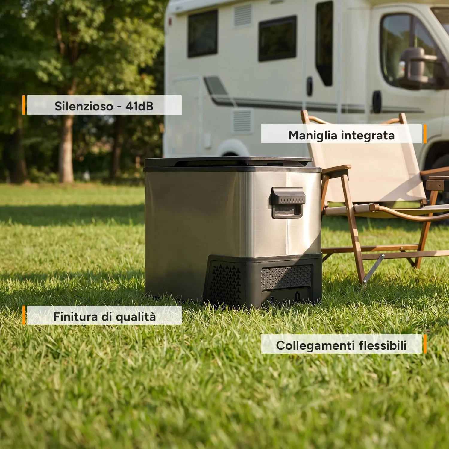 First Austria TZS Frigo a Compressore Portatile 38L Dark Steel -20°C