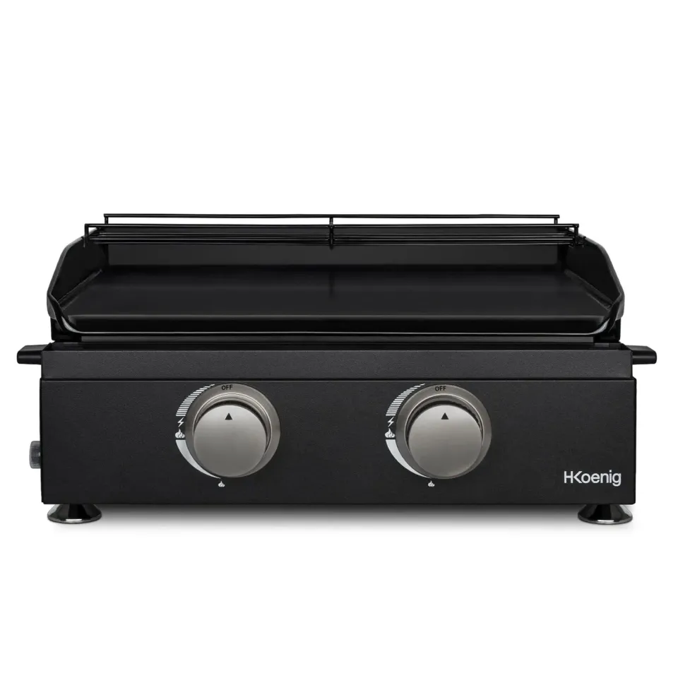 Koenig PLX1022 plancha a gas 2 fuochi nera 350°
