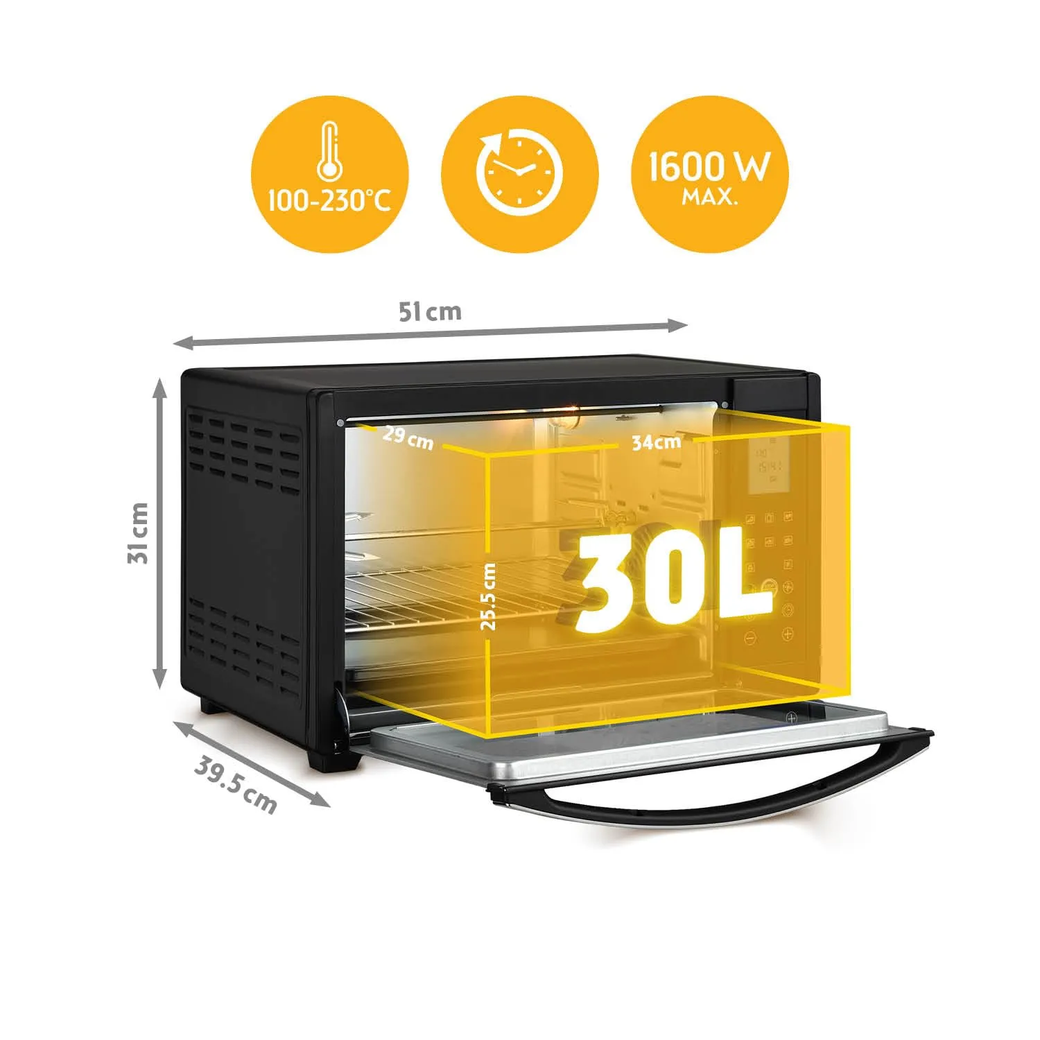 First Austria Mini Forno Elettrico 30L Digitale 1600W