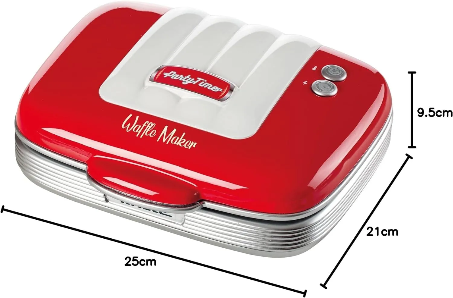 Ariete Party Time 1973 Piastra Waffle Rossa 700W Antiaderente