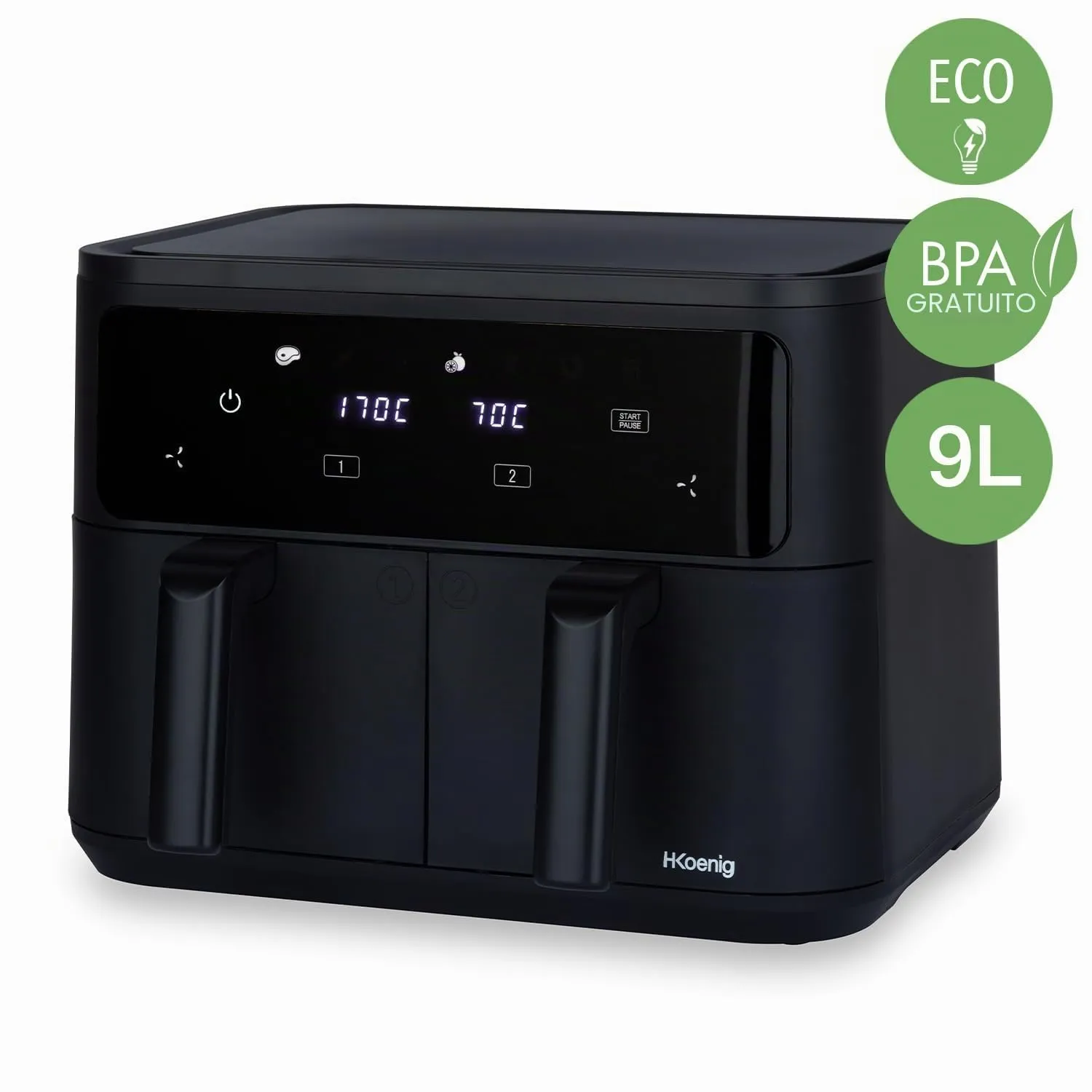 H.Koenig FRY900 Friggitrice ad Aria 9L Doppia Touch