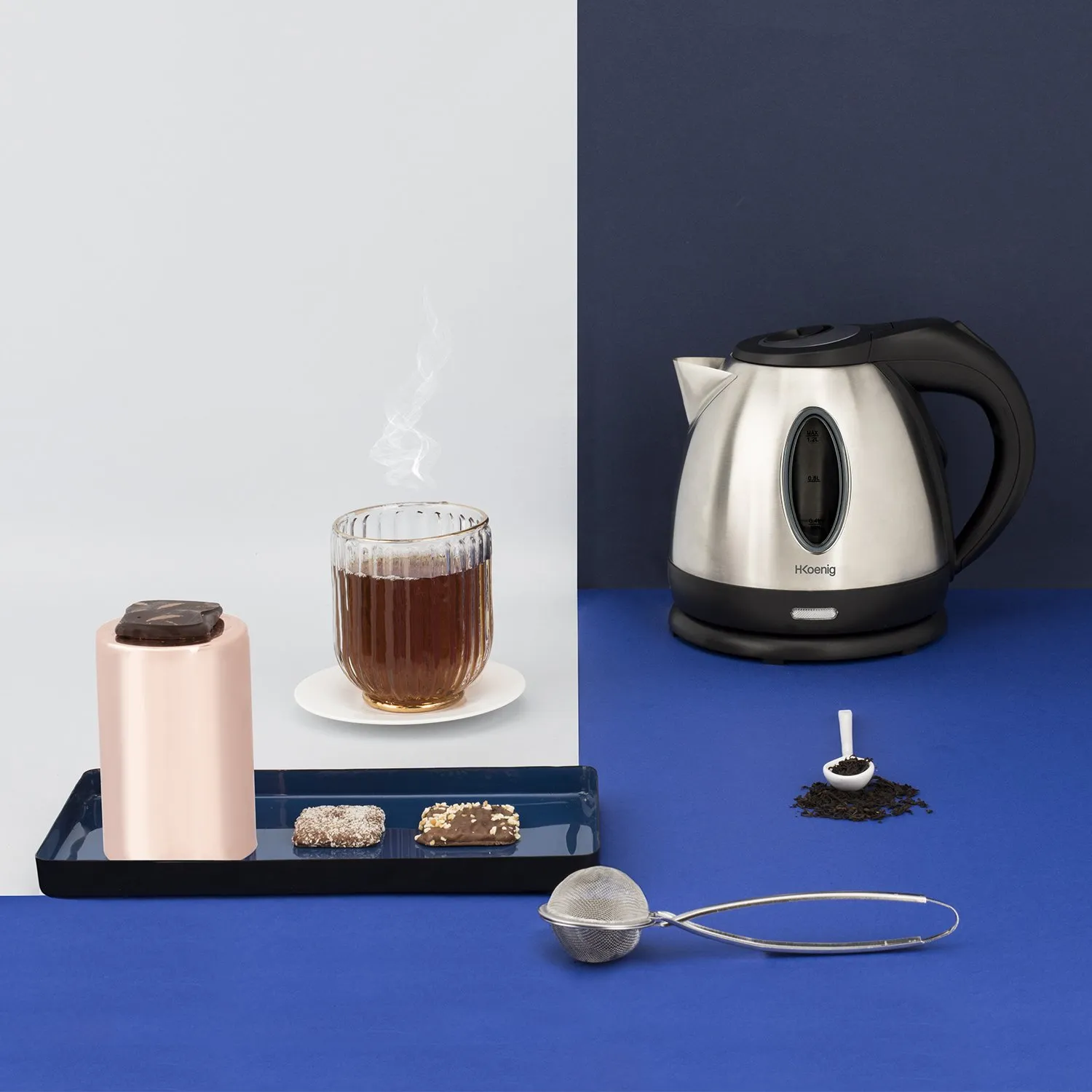 H.Koenig BO12 bollitore elettrico 1,2 L vetro 1630 W