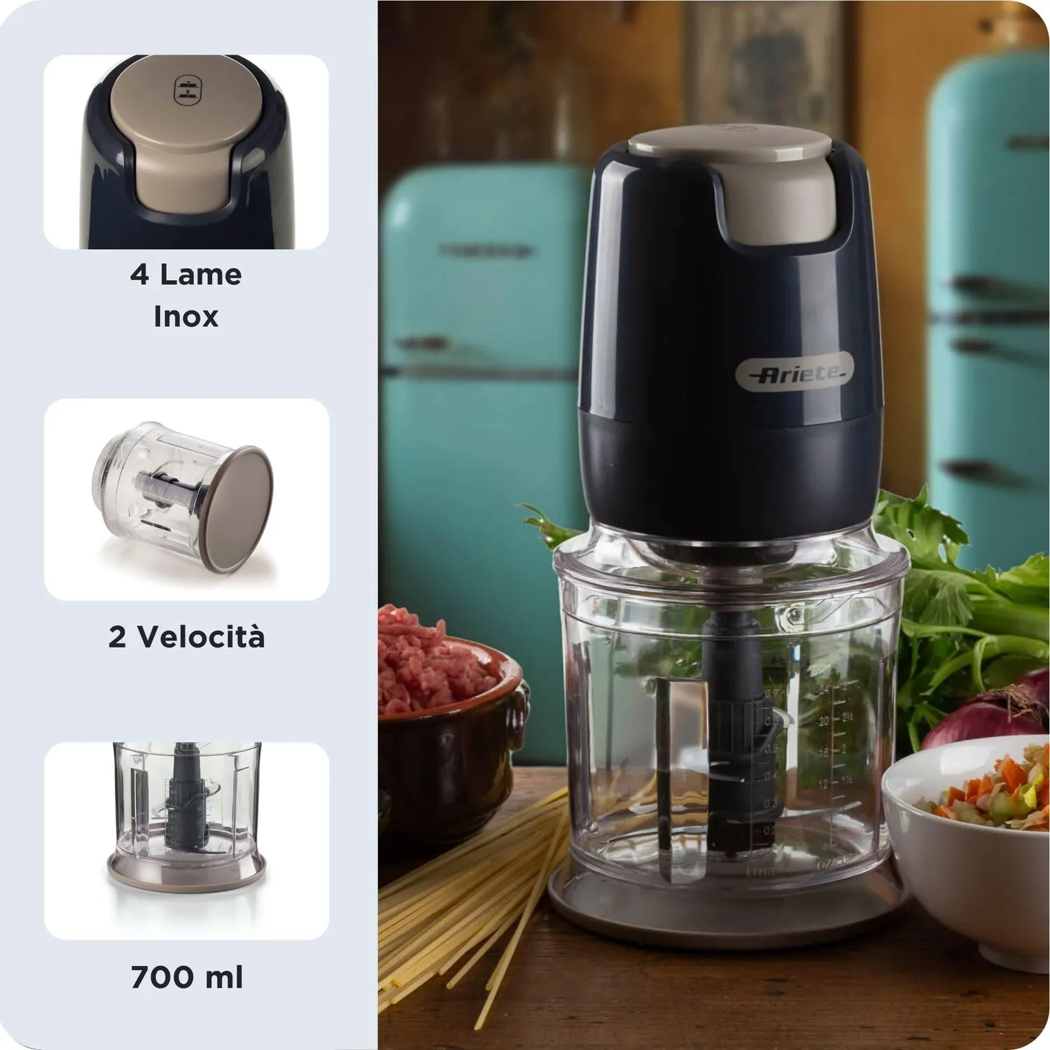Ariete 437 Breakfast Tritatutto 700ml 400W 4 Lame Inox