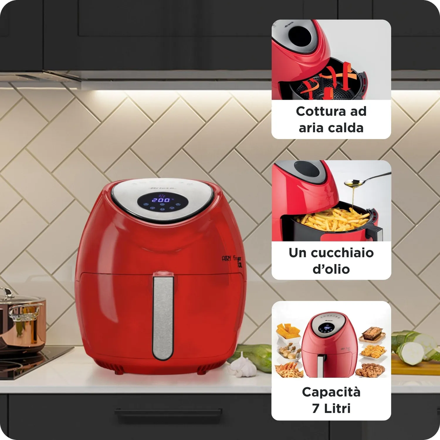 Ariete Airy Fryer XXL 4618 friggitrice ad aria rossa 7L
