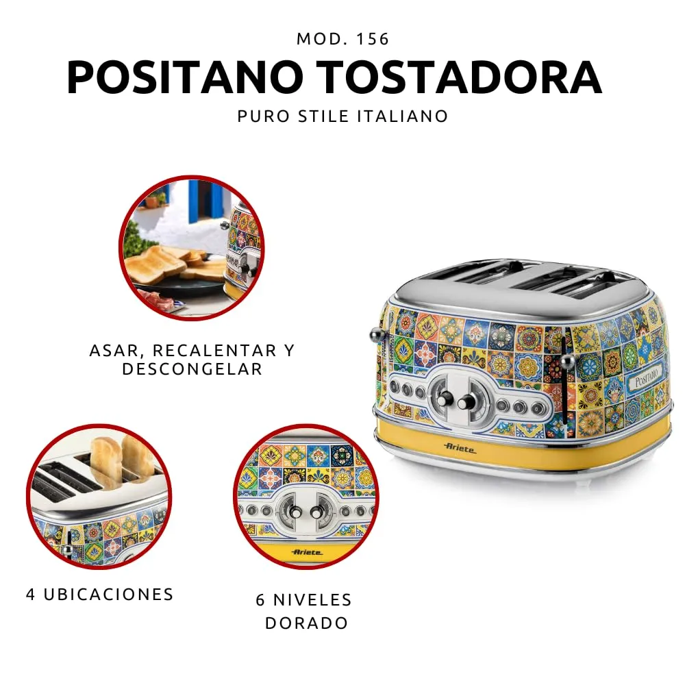 Ariete 156 Positano Tostapane 4 fette bianco giallo